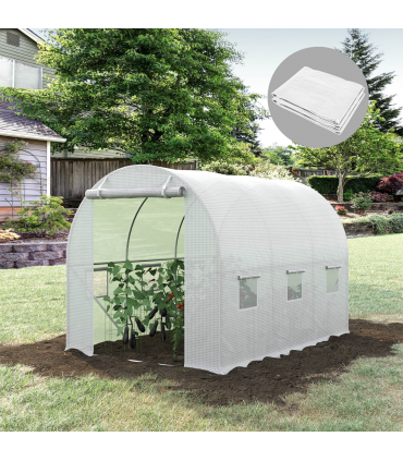 Outsunny 3 x 2 x 2m Replacement Greenhouse Cover w/ Windows, White