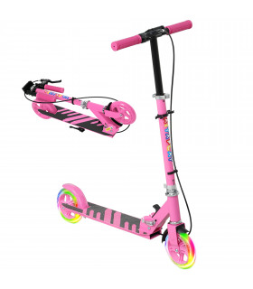 AIYAPLAY Scooter for Kids, Folding Kick Scooter w/ Adjustable Handle, Pink
