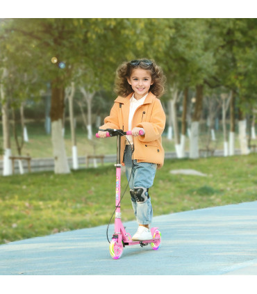 AIYAPLAY Scooter for Kids, Folding Kick Scooter w/ Adjustable Handle, Pink