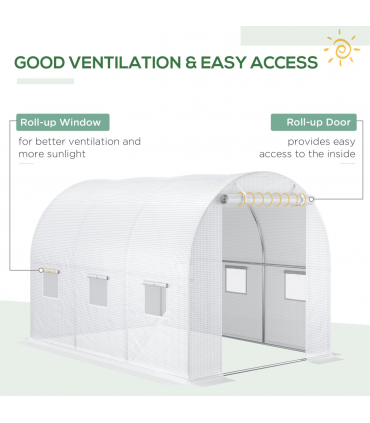 Outsunny 3 x 2 x 2m Replacement Greenhouse Cover w/ Windows, White