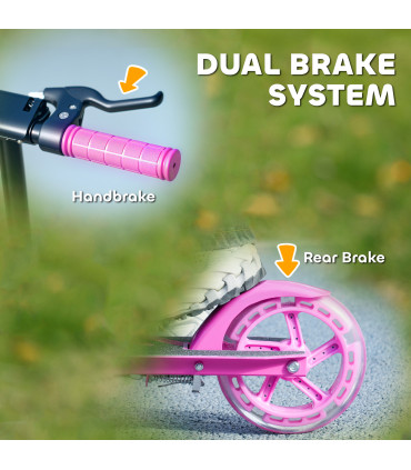 AIYAPLAY Scooter for Kids, Folding Kick Scooter w/ Adjustable Handle, Pink