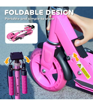 AIYAPLAY Scooter for Kids, Folding Kick Scooter w/ Adjustable Handle, Pink