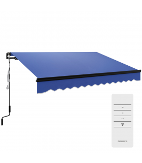Outsunny 3 x 2.5m Electric Awning with LED Light and Remote Controller Blue