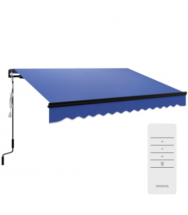 Outsunny 3 x 2.5m Electric Awning with LED Light and Remote Controller Blue