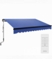 Outsunny 3 x 2.5m Electric Awning with LED Light and Remote Controller Blue