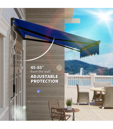 Outsunny 3 x 2.5m Electric Awning with LED Light and Remote Controller Blue