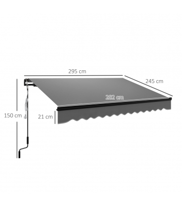 Outsunny 3 x 2.5m Electric Awning with LED Light and Remote Controller Grey