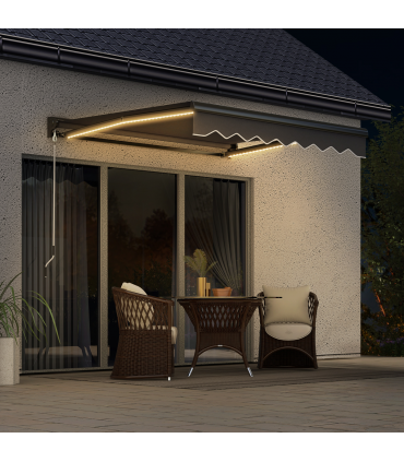 Outsunny 3 x 2.5m Electric Awning with LED Light, Sun Canopies for Patio