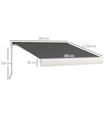 Outsunny 3 x 2.5m Electric Retractable Awning Sun Canopies for Door Window