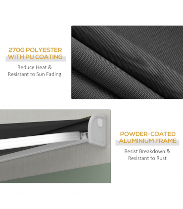 Outsunny 3 x 2.5m Electric Retractable Awning Sun Canopies for Door Window