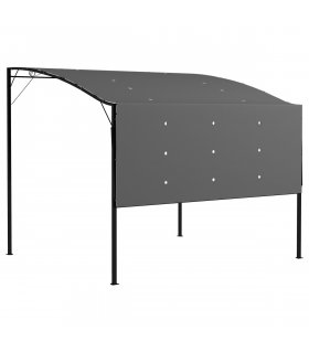 Outsunny 3 x 2.5m Patio Metal Gazebo Pergola Wall Mount Outdoor Shelter, Grey