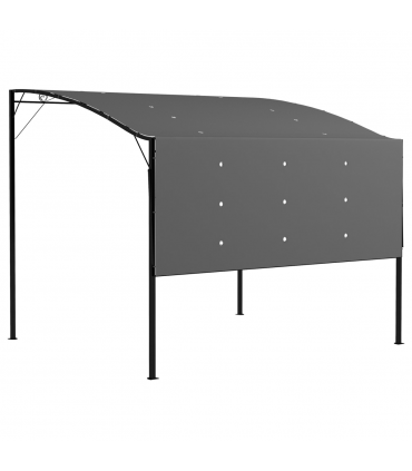 Outsunny 3 x 2.5m Patio Metal Gazebo Pergola Wall Mount Outdoor Shelter, Grey