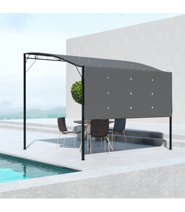 Outsunny 3 x 2.5m Patio Metal Gazebo Pergola Wall Mount Outdoor Shelter, Grey