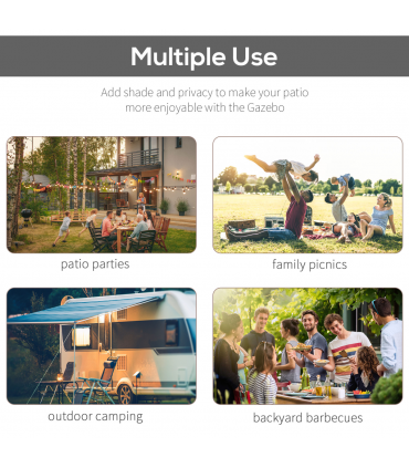 Outsunny 3 x 2.5m Patio Metal Gazebo Pergola Wall Mount Outdoor Shelter, Grey