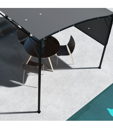 Outsunny 3 x 2.5m Patio Metal Gazebo Pergola Wall Mount Outdoor Shelter, Grey