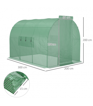 Outsunny 3 x 2M Reinforced Walk-in Polytunnel Garden Greenhouse Steel Frame