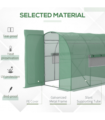 Outsunny 3 x 2M Reinforced Walk-in Polytunnel Garden Greenhouse Steel Frame
