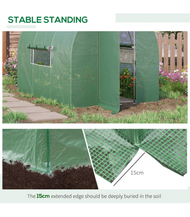 Outsunny 3 x 2M Reinforced Walk-in Polytunnel Garden Greenhouse Steel Frame
