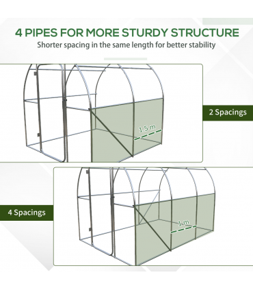 Outsunny 3 x 2M Reinforced Walk-in Polytunnel Garden Greenhouse Steel Frame