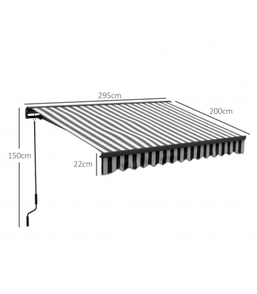 Outsunny 3 x 2m Electric Retractable Awning, Aluminium Frame, Grey & White