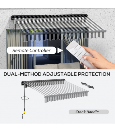 Outsunny 3 x 2m Electric Retractable Awning, Aluminium Frame, Grey & White