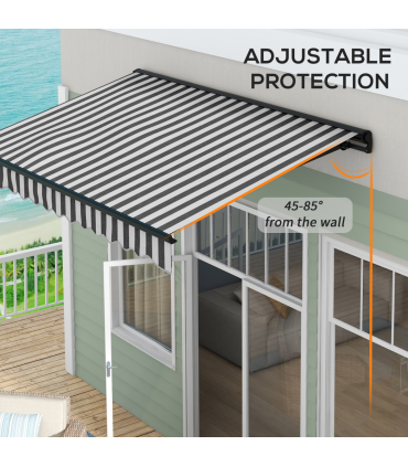 Outsunny 3 x 2m Electric Retractable Awning, Aluminium Frame, Grey & White