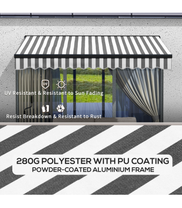 Outsunny 3 x 2m Electric Retractable Awning, Aluminium Frame, Grey & White