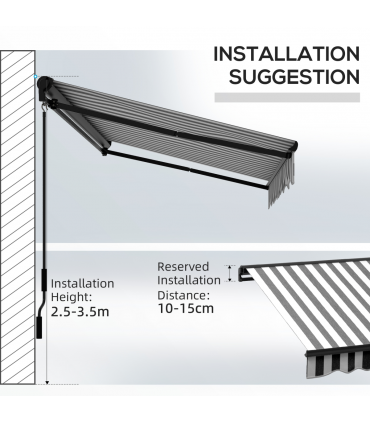 Outsunny 3 x 2m Electric Retractable Awning, Aluminium Frame, Grey & White