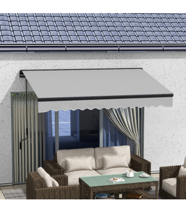 Outsunny 3 x 2m Electric Retractable Awning, Aluminium Frame, Light Grey