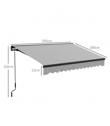 Outsunny 3 x 2m Electric Retractable Awning, Aluminium Frame, Light Grey