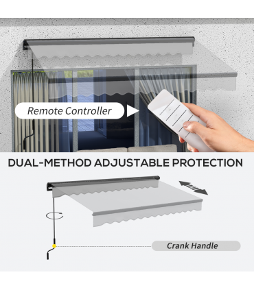 Outsunny 3 x 2m Electric Retractable Awning, Aluminium Frame, Light Grey