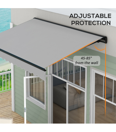Outsunny 3 x 2m Electric Retractable Awning, Aluminium Frame, Light Grey