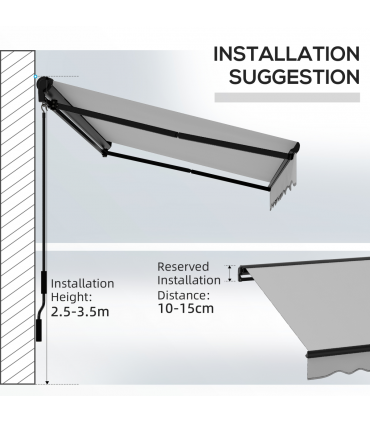 Outsunny 3 x 2m Electric Retractable Awning, Aluminium Frame, Light Grey