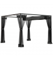 Outsunny 3 x 3 m Pergola with Retractable Roof and Netting, Dark Grey