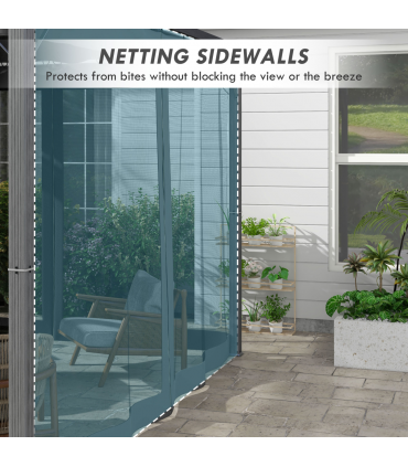 Outsunny 3 x 3 m Pergola with Retractable Roof and Netting, Dark Grey