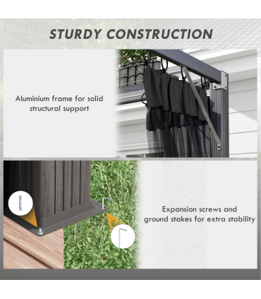 Outsunny 3 x 3 m Pergola with Retractable Roof and Netting, Dark Grey