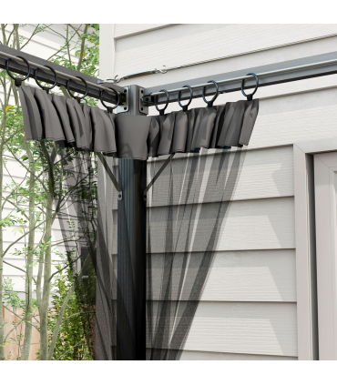 Outsunny 3 x 3 m Pergola with Retractable Roof and Netting, Dark Grey