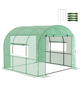 Outsunny 3 x 3 x 2m Polytunnel Greenhouse with Doors and Mesh Windows