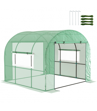 Outsunny 3 x 3 x 2m Polytunnel Greenhouse with Doors and Mesh Windows