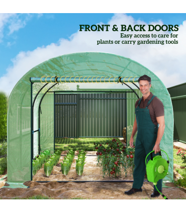 Outsunny 3 x 3 x 2m Polytunnel Greenhouse with Doors and Mesh Windows
