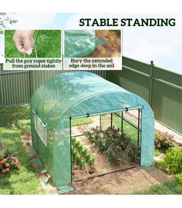 Outsunny 3 x 3 x 2m Polytunnel Greenhouse with Doors and Mesh Windows