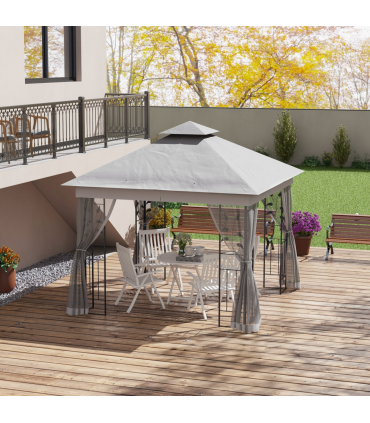 Outsunny 3 x 3(m)  Garden Gazebo Marquee Tent Canopy Shelter Pavilion Grey