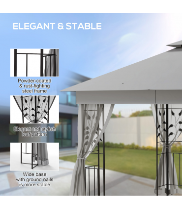 Outsunny 3 x 3(m)  Garden Gazebo Marquee Tent Canopy Shelter Pavilion Grey
