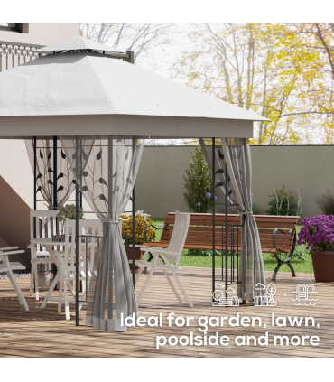 Outsunny 3 x 3(m)  Garden Gazebo Marquee Tent Canopy Shelter Pavilion Grey