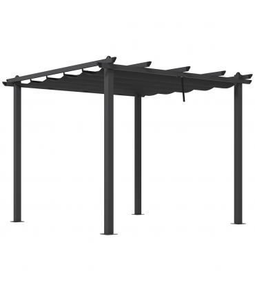 Outsunny 3 x 3(m) Aluminium Pergola with Retractable Roof, Garden Gazebo Canopy