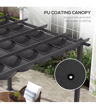 Outsunny 3 x 3(m) Aluminium Pergola with Retractable Roof, Garden Gazebo Canopy