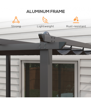 Outsunny 3 x 3(m) Aluminium Pergola with Retractable Roof, Garden Gazebo Canopy