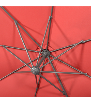 Outsunny 3 x 3(m) Cantilever Parasol Garden Umbrella with Cross Base Wine Red