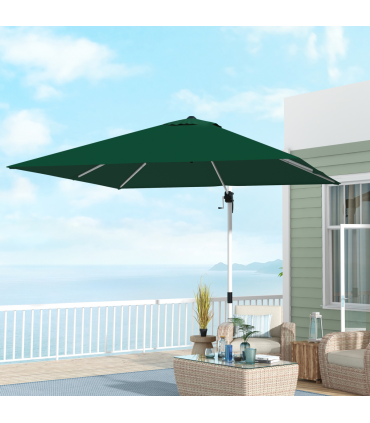 Outsunny 3 x 3(m) Cantilever Roma Parasol Garden Umbrella with Cross Base Green