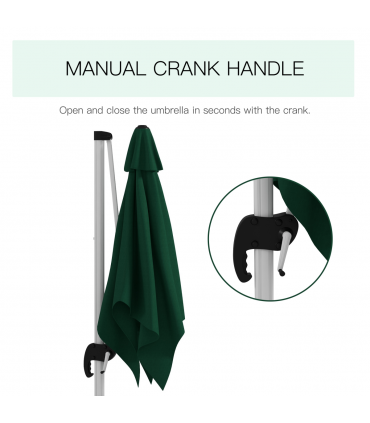 Outsunny 3 x 3(m) Cantilever Roma Parasol Garden Umbrella with Cross Base Green